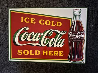 #54 Coca-Cola Ice Cold Sold Here Metal Sign