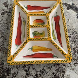 hand-painted divided serving tray / appetizer platter 