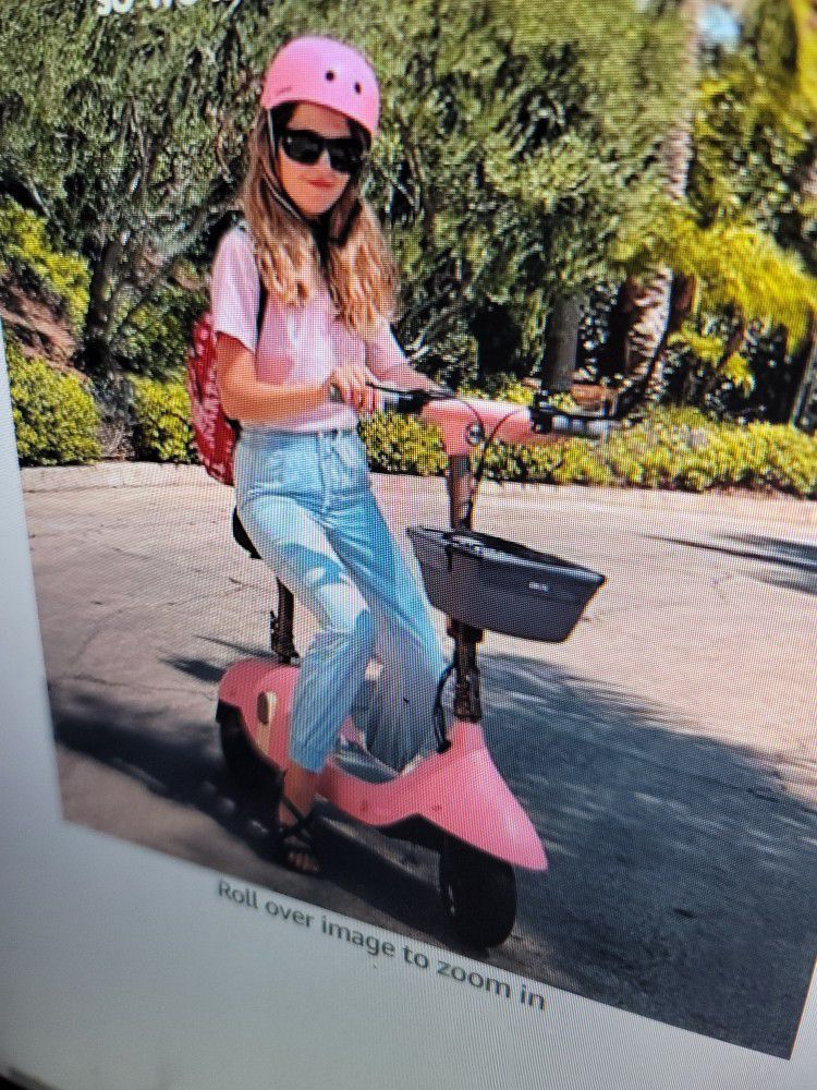 Okai Scooter  Electric   With Helmet And Basket Pink
