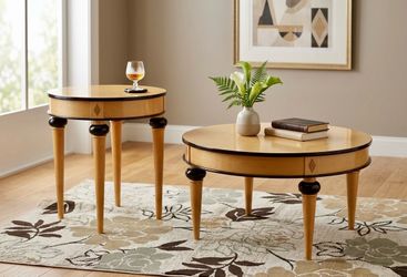 Vintage Bombay Company Art Deco Style 2-Piece Table Set (Coffee & Side Table)