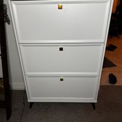 Shoe Cabinet with 3 Flip Drawers Hidden Shoe Storage Narrow Shoe Closet for Entryway Slim