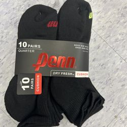 NWT Penn men's cushion Quarter socks 10 Pairs