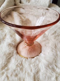 Pink depression glass candy dish