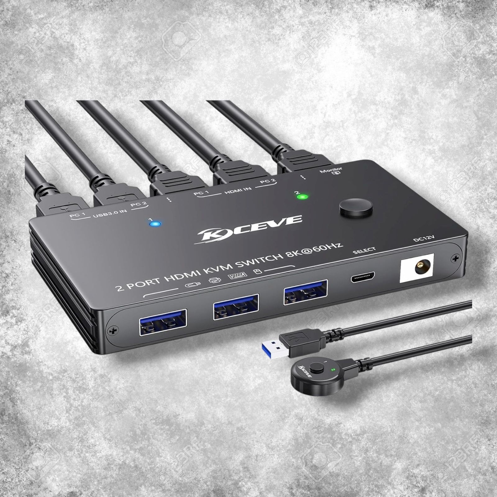 KVM Switch 1 Monitors 2 Computers 4K@144Hz 8K@60Hz, HDMI USB3.0 KVM Switches with 3 USB 3.0 Port,Wired Remote,Power Adapter and USB3.0 Cables Included