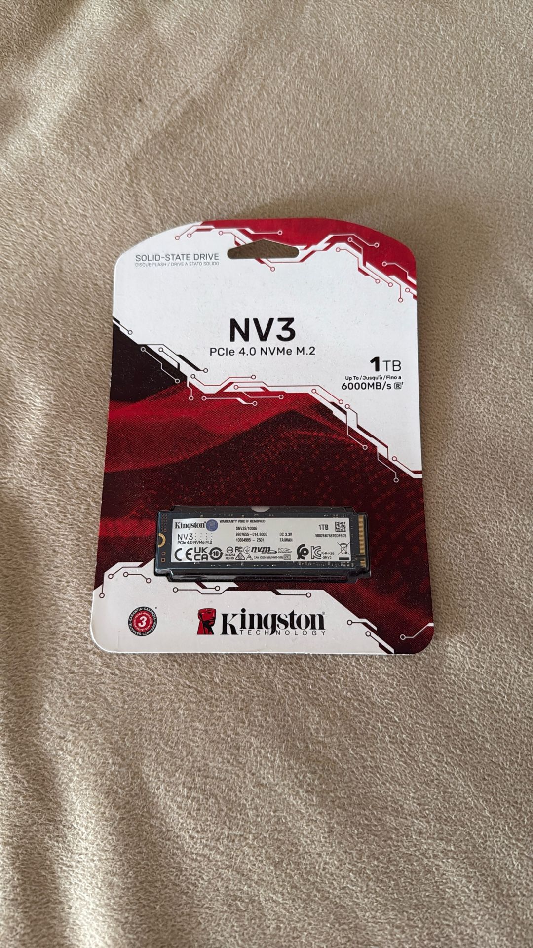 SSD-Kingston NV3 1TB NVME Ssd-PCIe-4.0--NEW