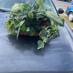 Plant Fake Leaves Basket Green