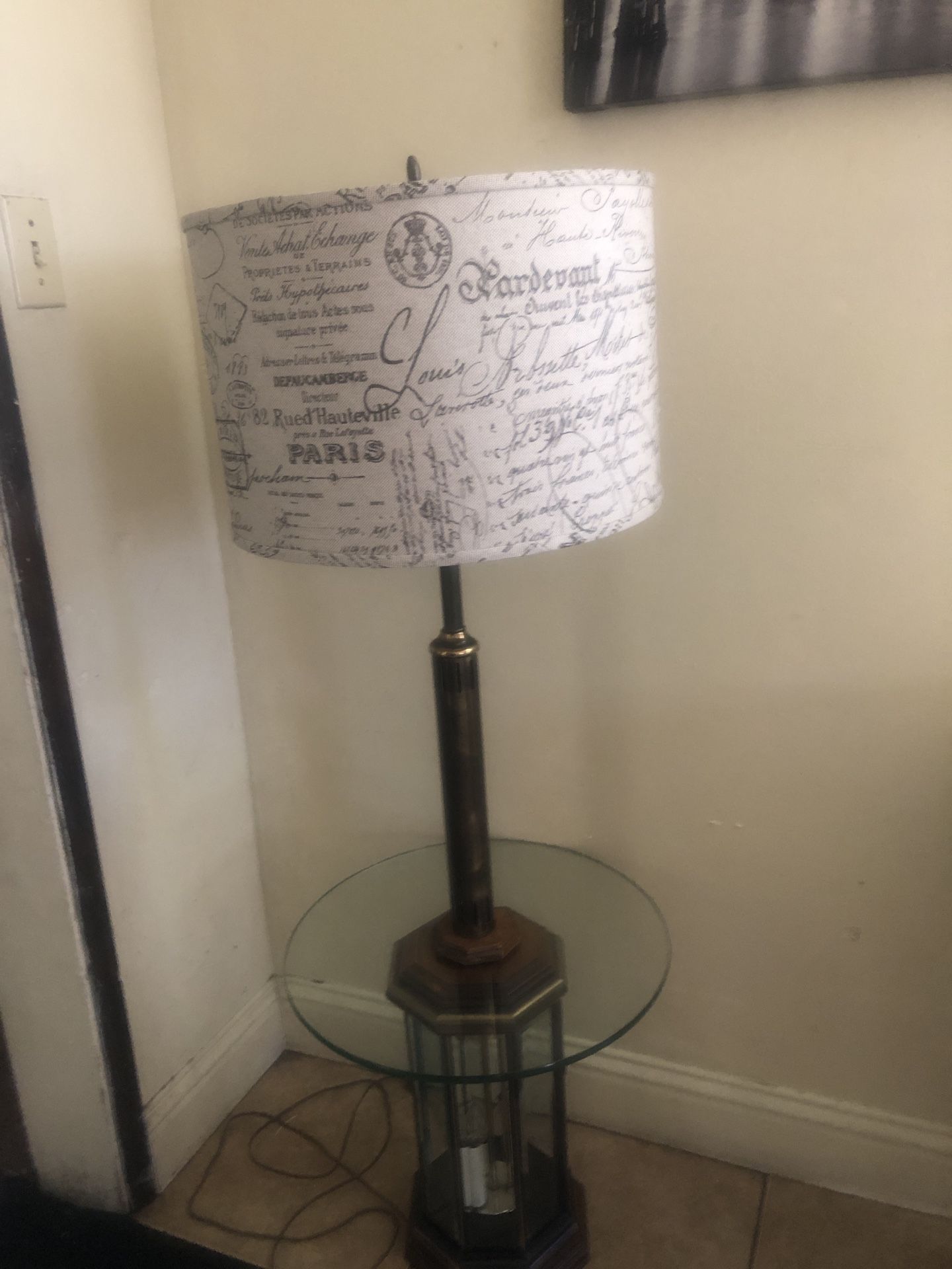Antique Lamp With Glass Table