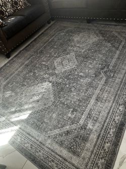 Gray Distressed Medallion Area Rug size 120” in by 96in