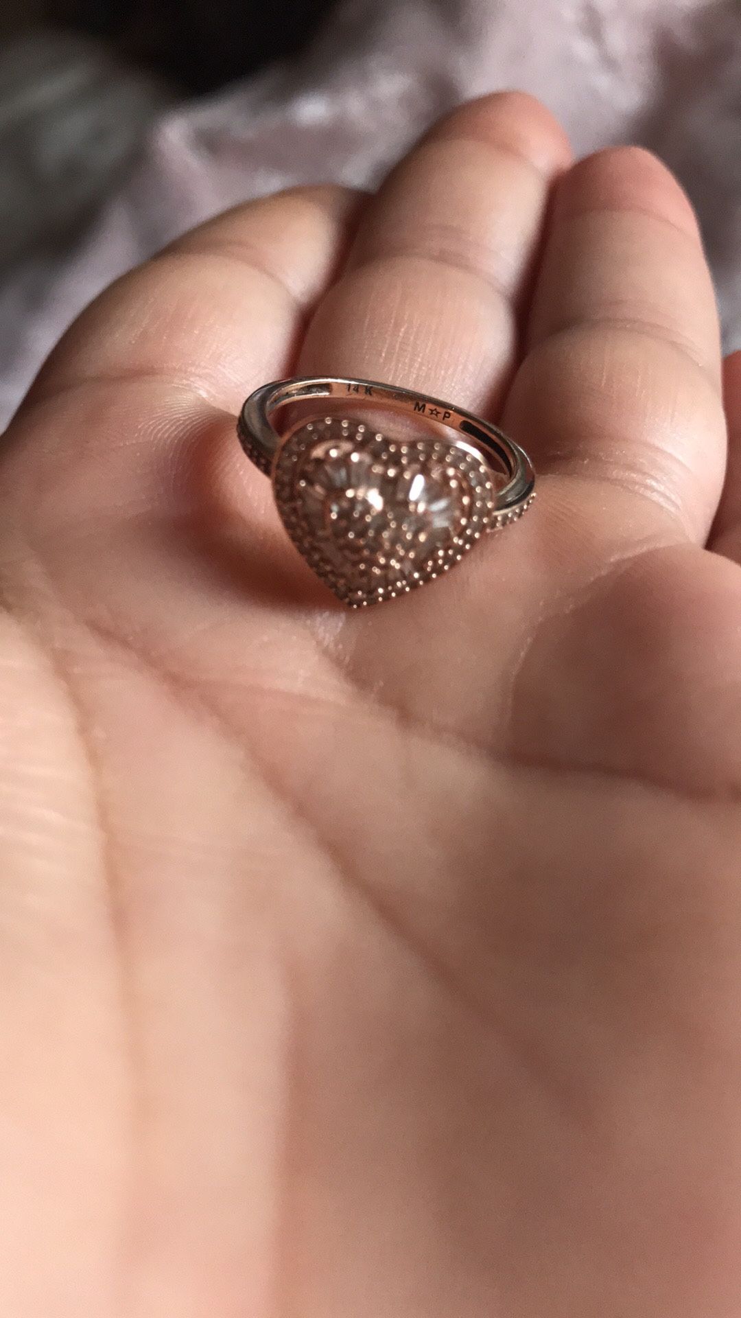 Rose Gold Heart Ring 14 K