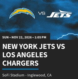 LOS ANGELES CHARGERS VS NEW YORK JETS  2x tickets