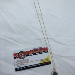 16” 14KYG Rope Chain W/18KYG Emerald Diamond Pendant 