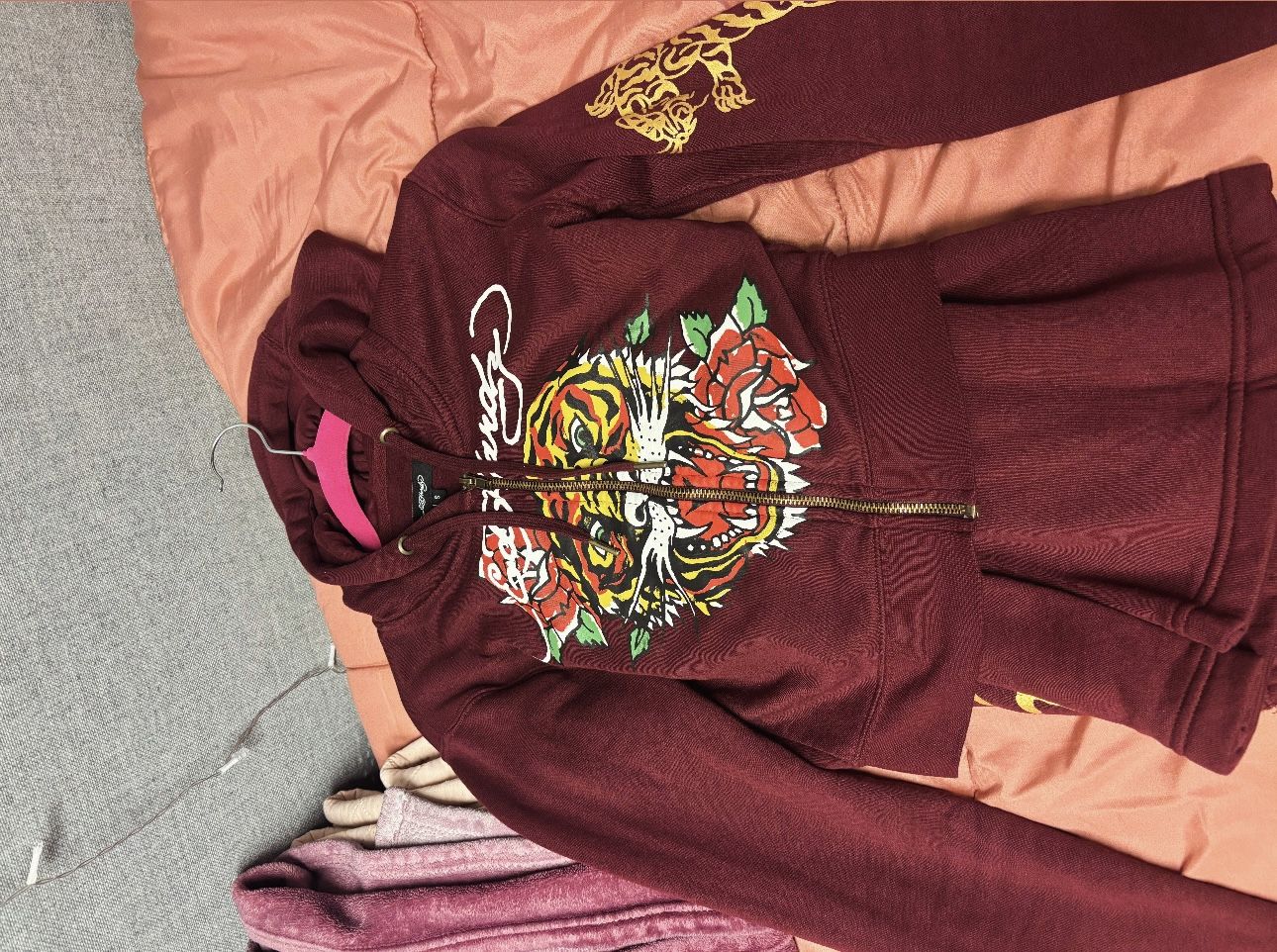 Burgundy Ed Hardy Tracksuit