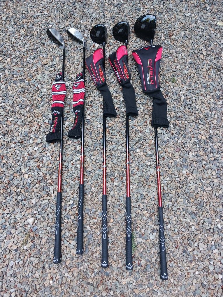 Left Handed Full Set Of Callaway Diablo Edge Drivers And Hybrids..good Condition