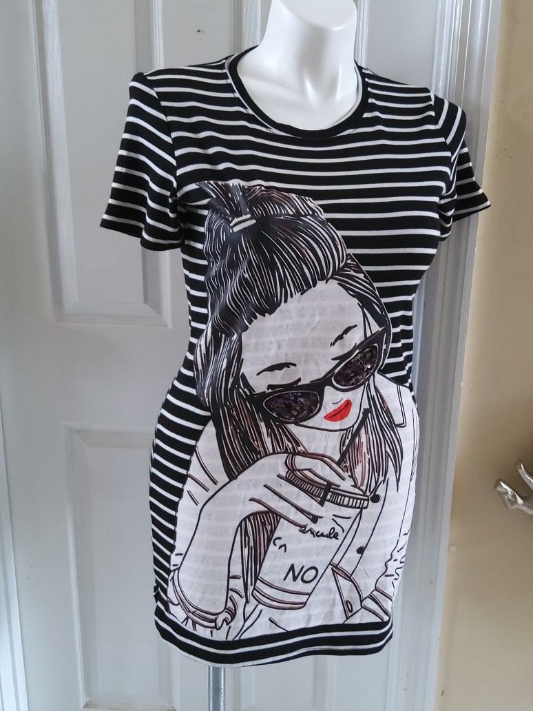 Black-and-white striped Mini dress