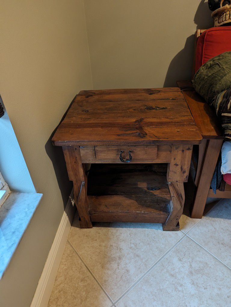 Rustic Solid Wood End Table 