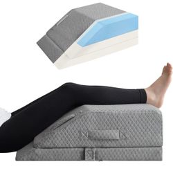 Adjustable Leg Elevation Pillow, Cooling Gel Memory Foam Wedge for Sleeping, Supports Back, Knee, and Leg Comfort