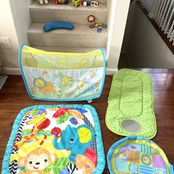 Baby Play Time Toys And Items. Alex Jr Learn To Crawl Tunnel, Play Mat And Toys. (25 For All)