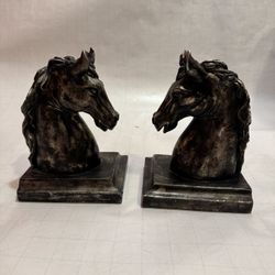Horse Sculpture Vintage Antique Bronze Tone book ends  Stallion Horse Bookends