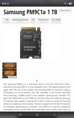 Samsung vnand 1TB nvme with adapter