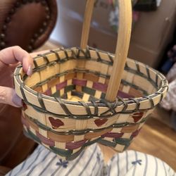 Vintage Woven Heart Basket 