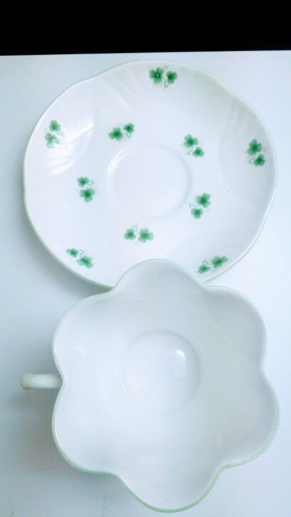 Teacup Bone China Antique Clover St Patrick Day Lucky 