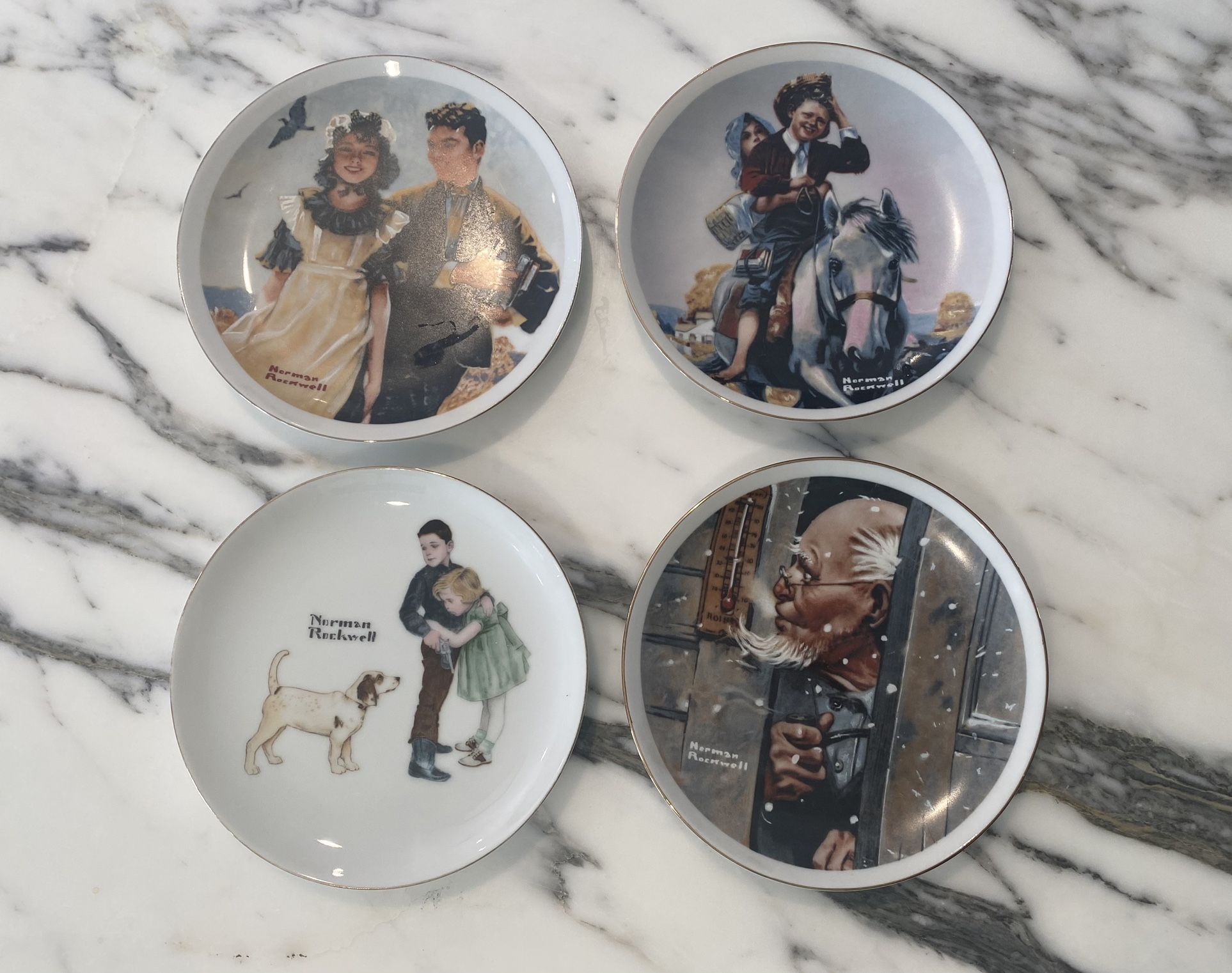 Norman Rockwell  Porcelain 6 inch Collector’s Plates (4)