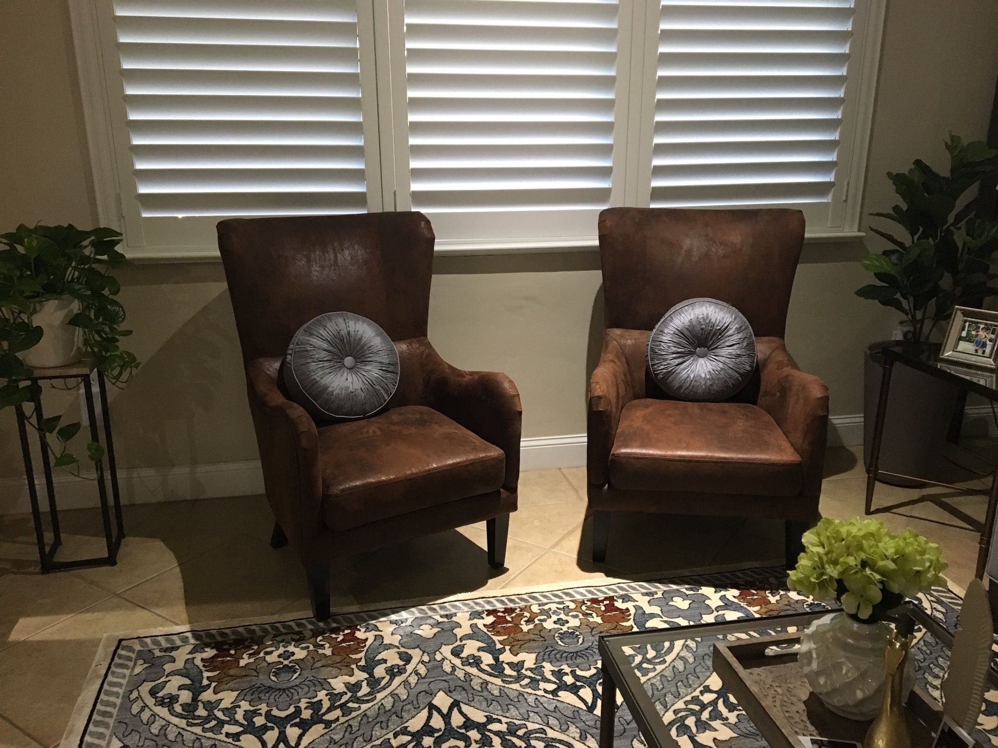 High Back Wingback Club Chairs (2)