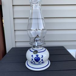 Vintage Lamplight Farms Stoneware Oil Lamp