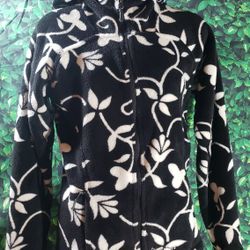 RARE Avalanche Womens Black & White Front Zip Jacket Winter Fleece Size Small