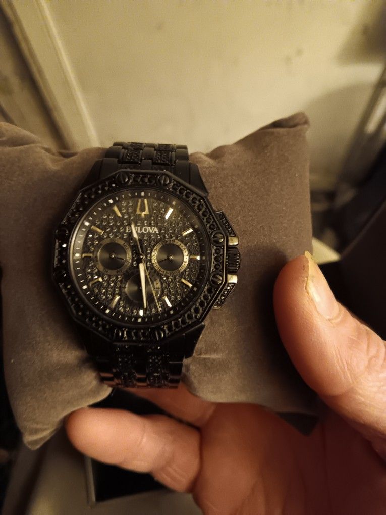 Men's Bulova Octava Crystal Accent Black IP Chronograph Watch (Model: 98C134)