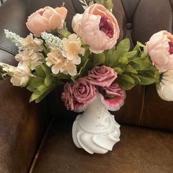 Hand Painted Vase With Flowers