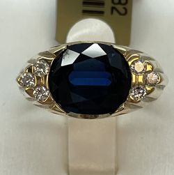 14K Gold Sapphire Diamond Ring. Used 