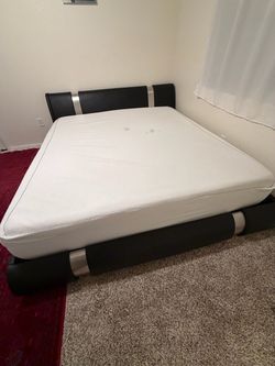 Bed Frame, Mattress, Dresser & Wall Ar
