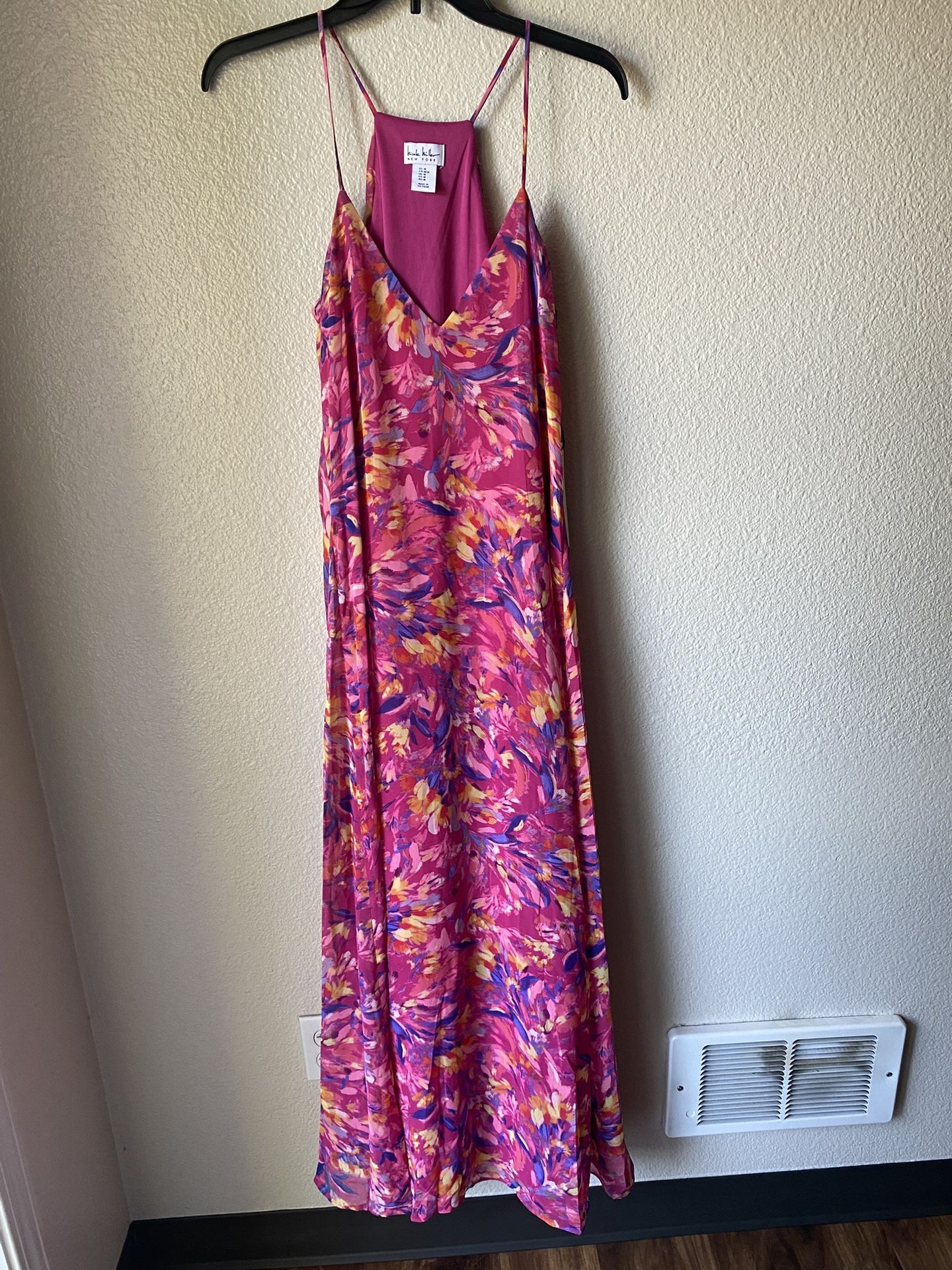 Brand new woman’s Nicole Miller brand pink floral maxi dress up for sale
