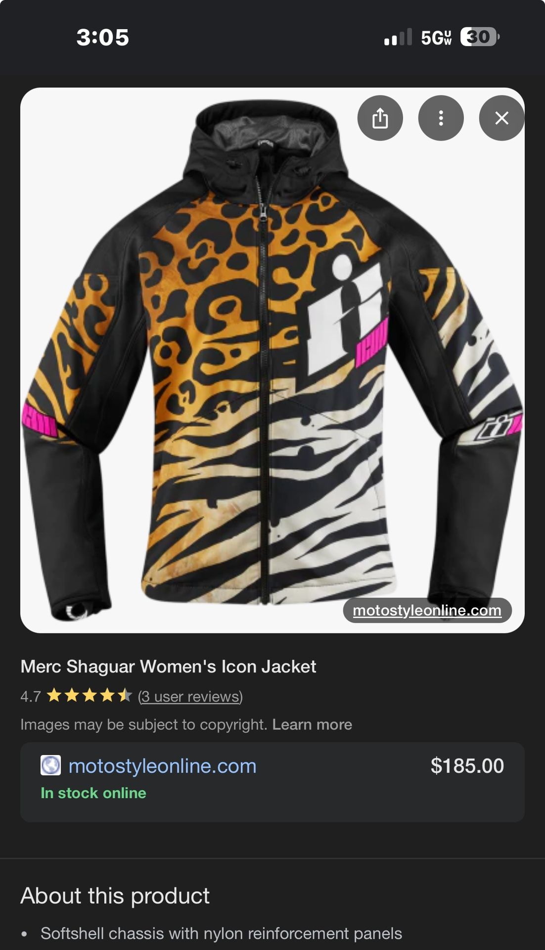 Icon Motorcycle Jacket Large
