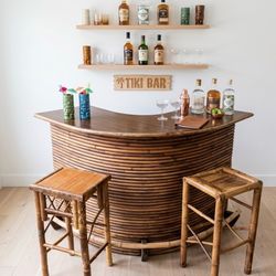 Vintage Tiki Bar + Stools