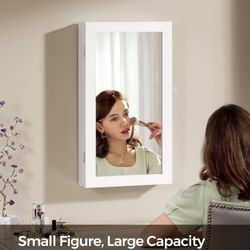 Lockable Jewelry Cabinet Armoire with Mirror