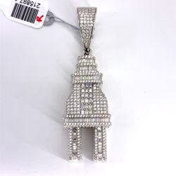 925 Sterling Silver Moissanite Plug Pendant 19.50g 215897