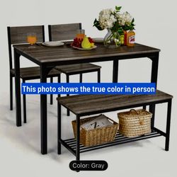 4-Piece Dining Table Set in Dark Grey (No Wear/Like New)