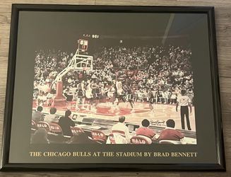 Chicago Bulls At The Stadium 1991 Signed Brad Bennett Michael Jordan Framed Poster