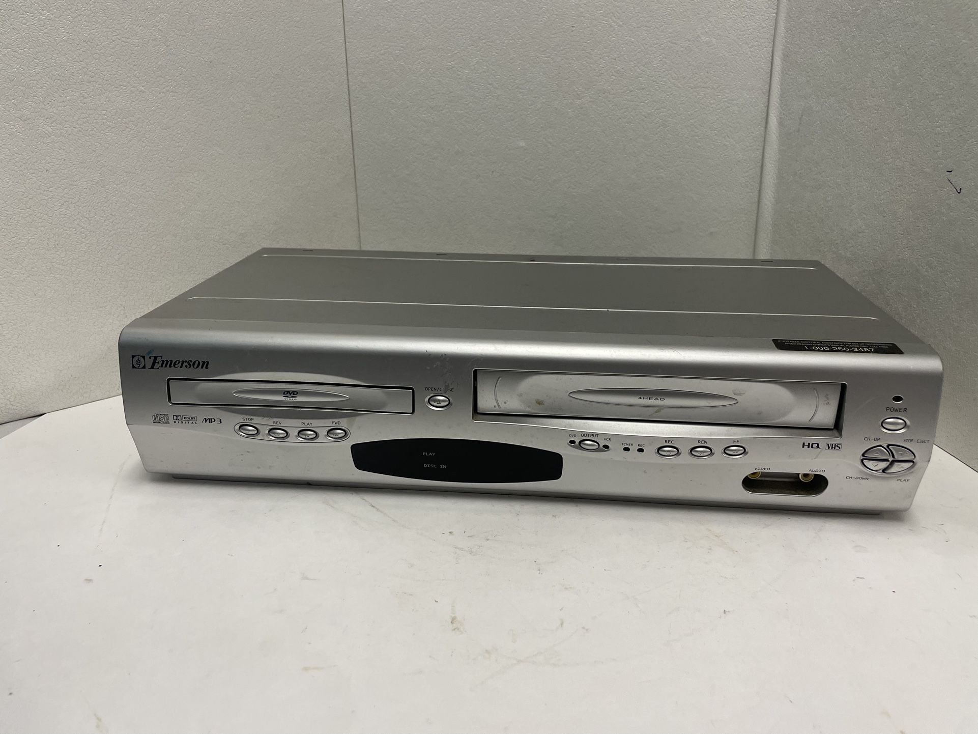 Emerson EWD2203 DVD VCR Combo Player 4 Head Hi-Fi VHS Recorder No Remote, Tested