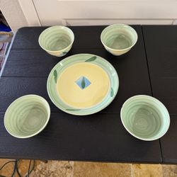 Collectible ceramic dinnerware set from Pier 1 Imports, featuring a hand-painted "ESTER" pattern made in Italy