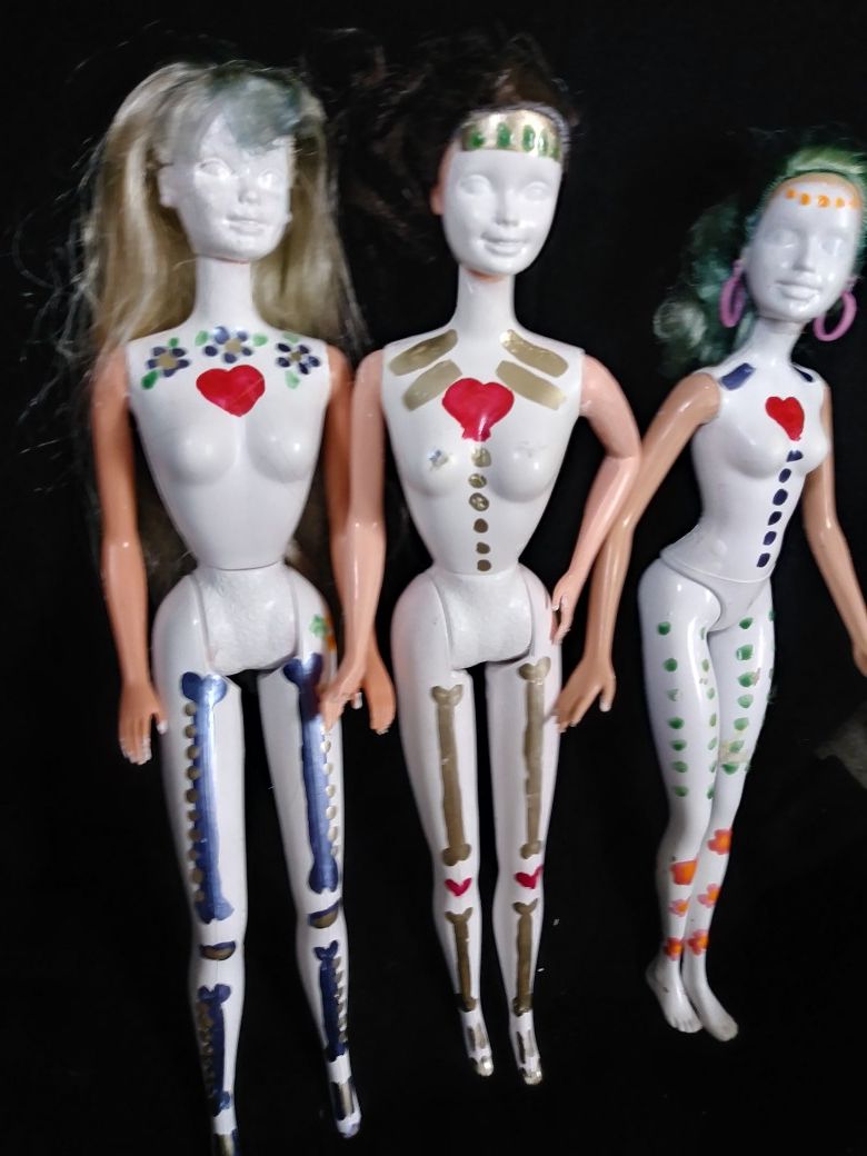 3 UNFINISHED DAY OF THE DEAD BARBIES