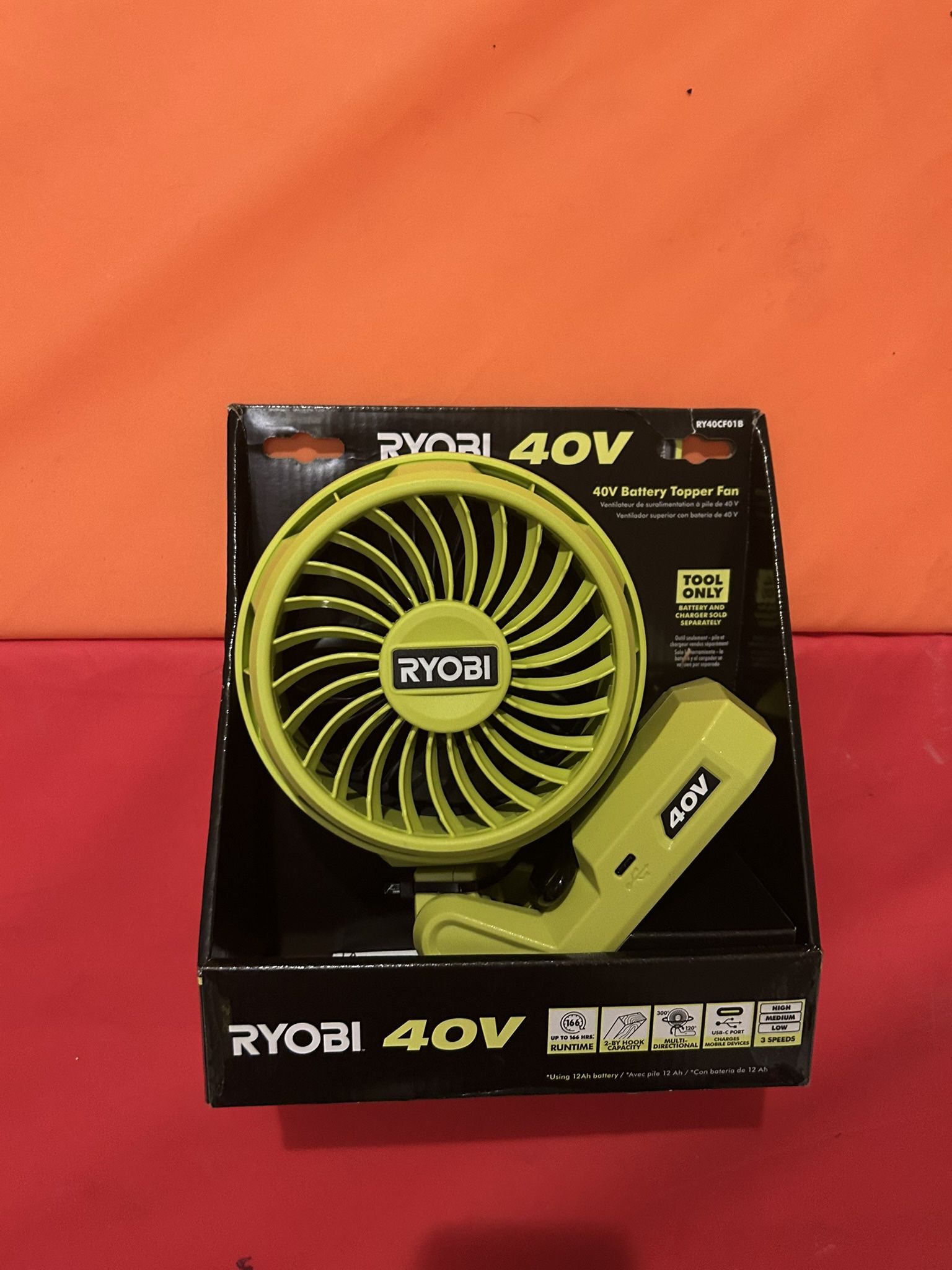 Ryobi 40V Battery Topper Fan (Tool Only) - RY40CF01B New