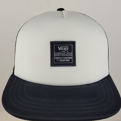 VANS Triple Crown of Surfing Snapback Hat Trucker Foam Mesh Black & White Cap