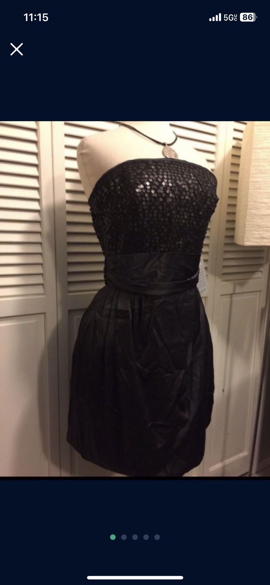 MBN Blanca Nero black 100 % silk/sequin knee length evening/formal dress 👗 Size Small