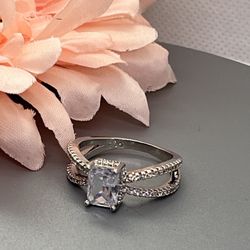 Princess Cut Cubic Zirconia Ring 925 Sterling Silver