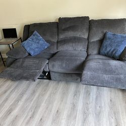 Gray Microfiber Reclining Couch And Love Seat Set 