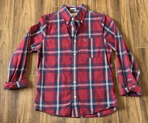 Abercrombie Classic Red Flannel Lumberjack Shirt Muscle Fit Button Up Mens Small