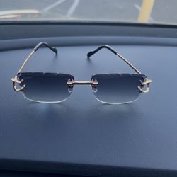 Dark Blue Cartier Diamond Cut Frames 